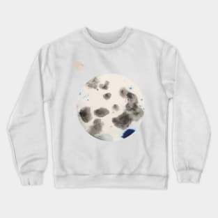 Silver Moon Planet Watercolor with Silver Orb Crewneck Sweatshirt